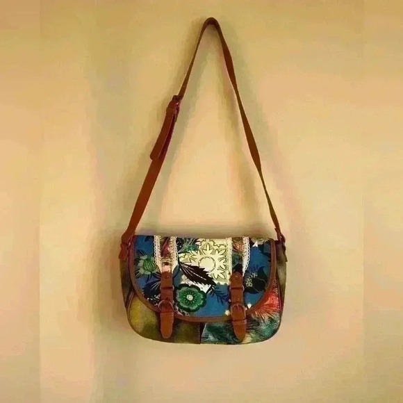 Coco + Carmen Handbags - Coco + Carmen Peacock/Floral Fabric Satchel/Purse